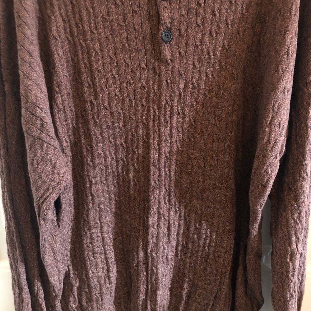 Giovanni Size Large Burgandy Mens 100% Cotton Sweater W Buttons & Collar RN92005 - Picture 2 of 7